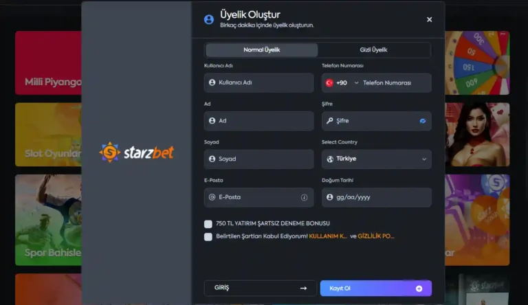 Starzbet kayıt