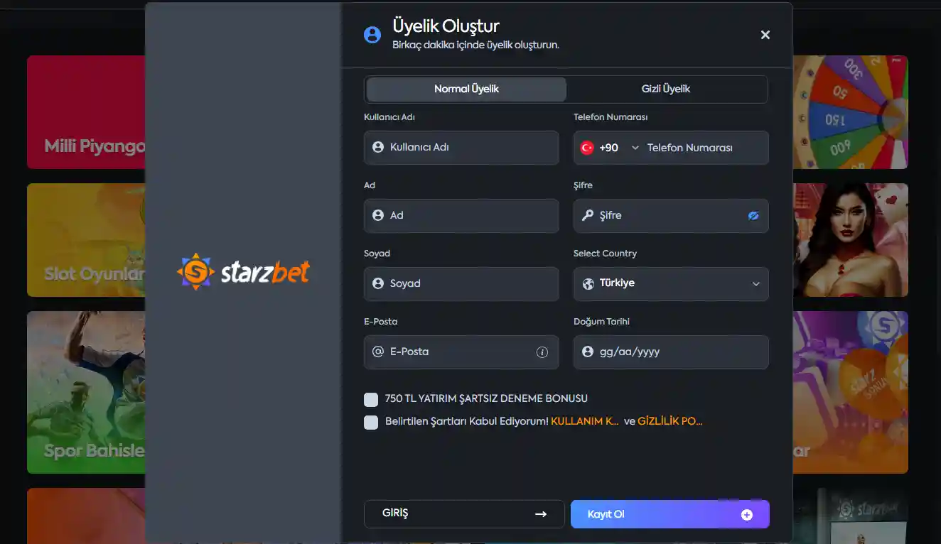 Starzbet kayıt